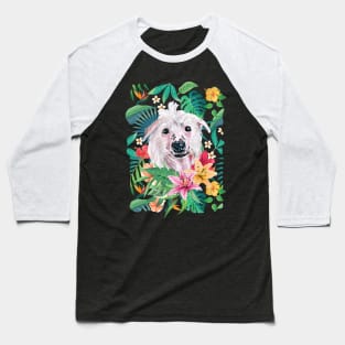 Tropical Chinese Crested Dog Baseball T-Shirt